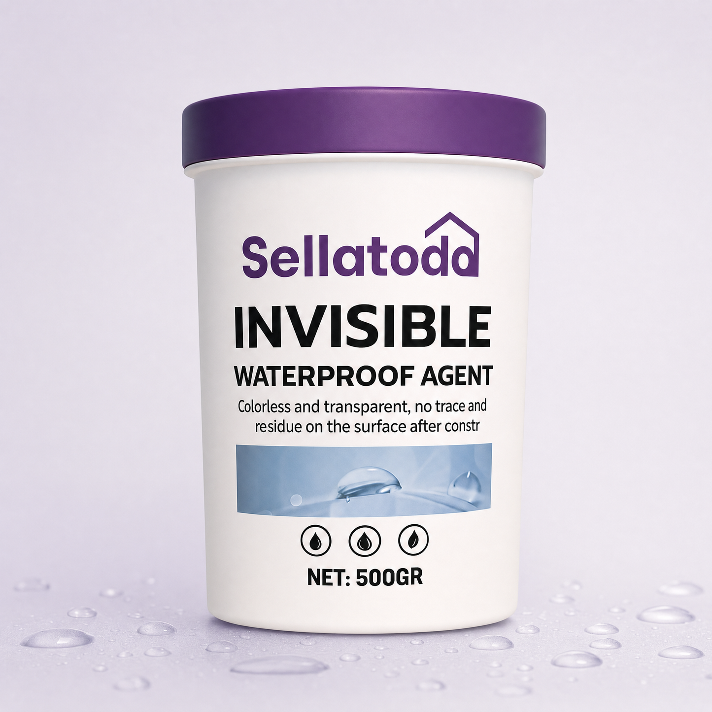 Sellatodo — Impermeabilizante Invisible 500g en fondo lavanda