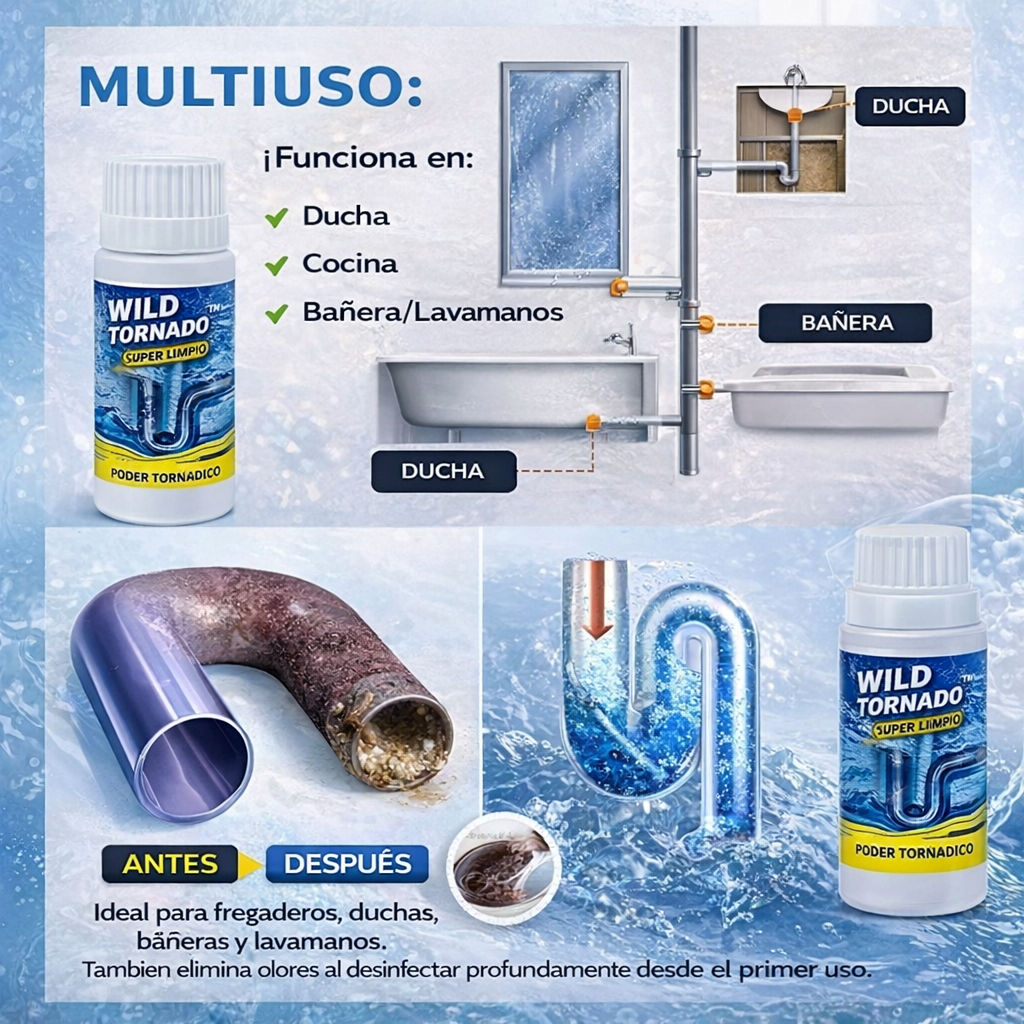 Wild Tornado™ – Destapa tu tubería en minutos sin esfuerzo