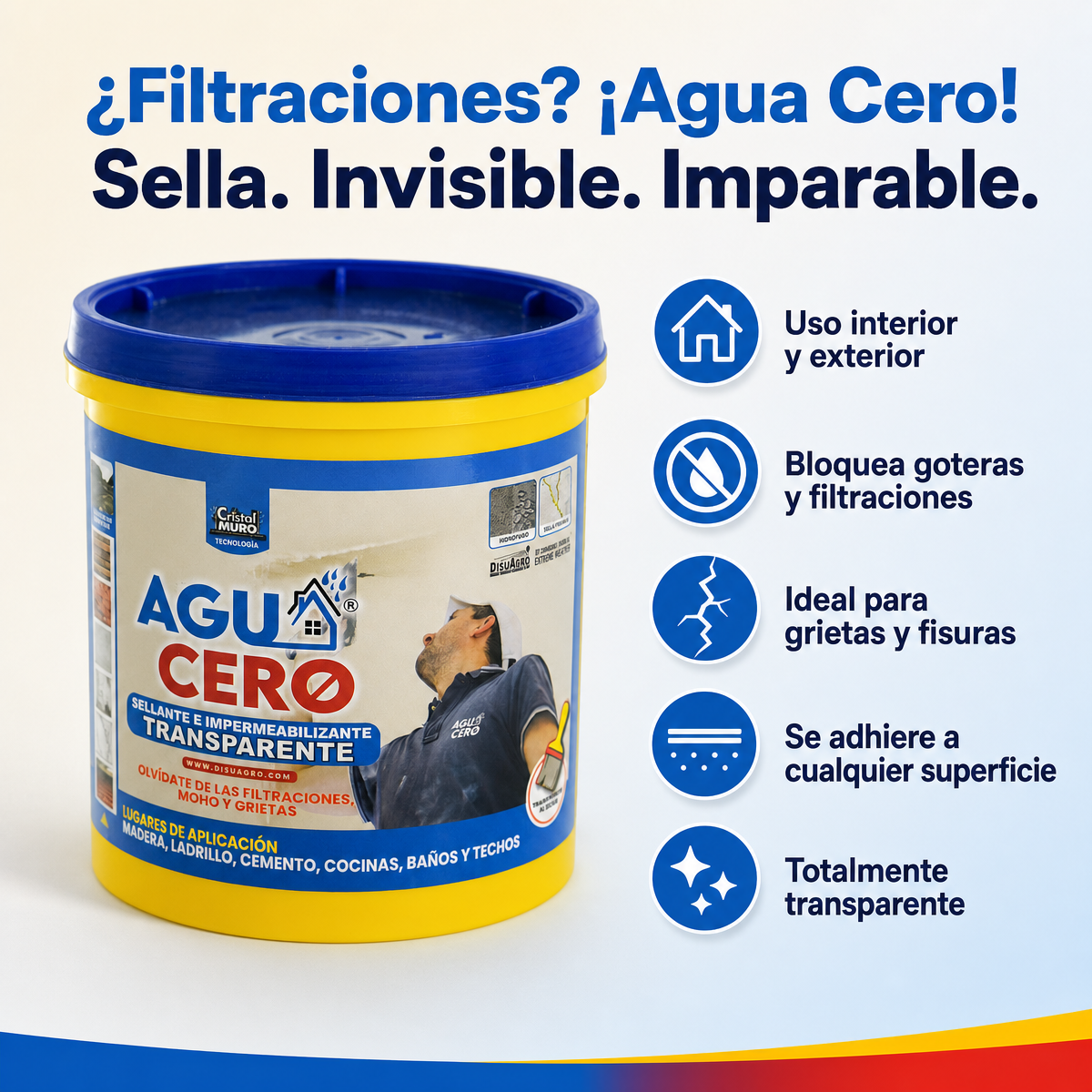 ¿Filtraciones? ¡Agua Cero! Sella, invisible, imparable