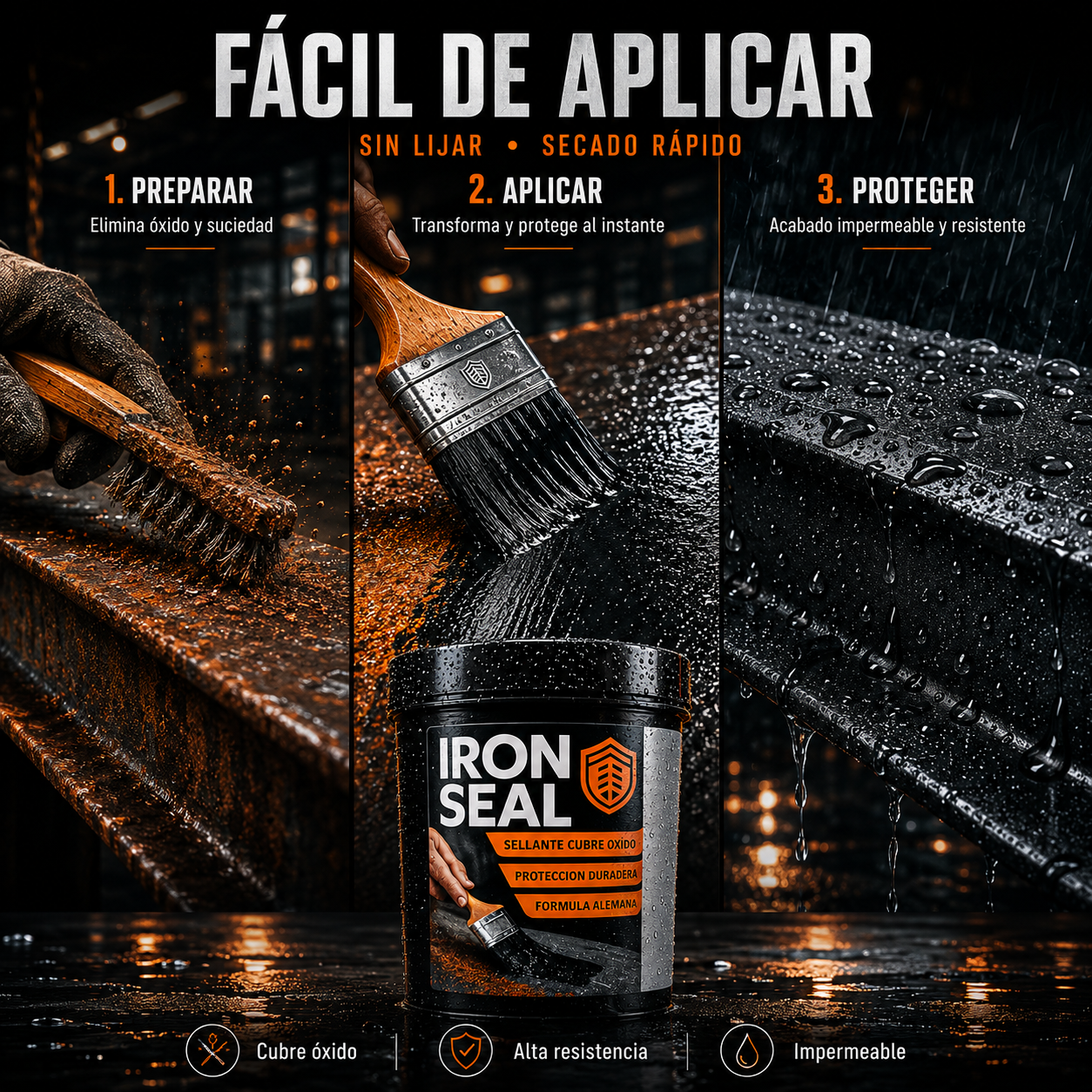 Iron Seal™ — Pintura Anticorrosiva Alemana 500g | Elimina el óxido sin lijar