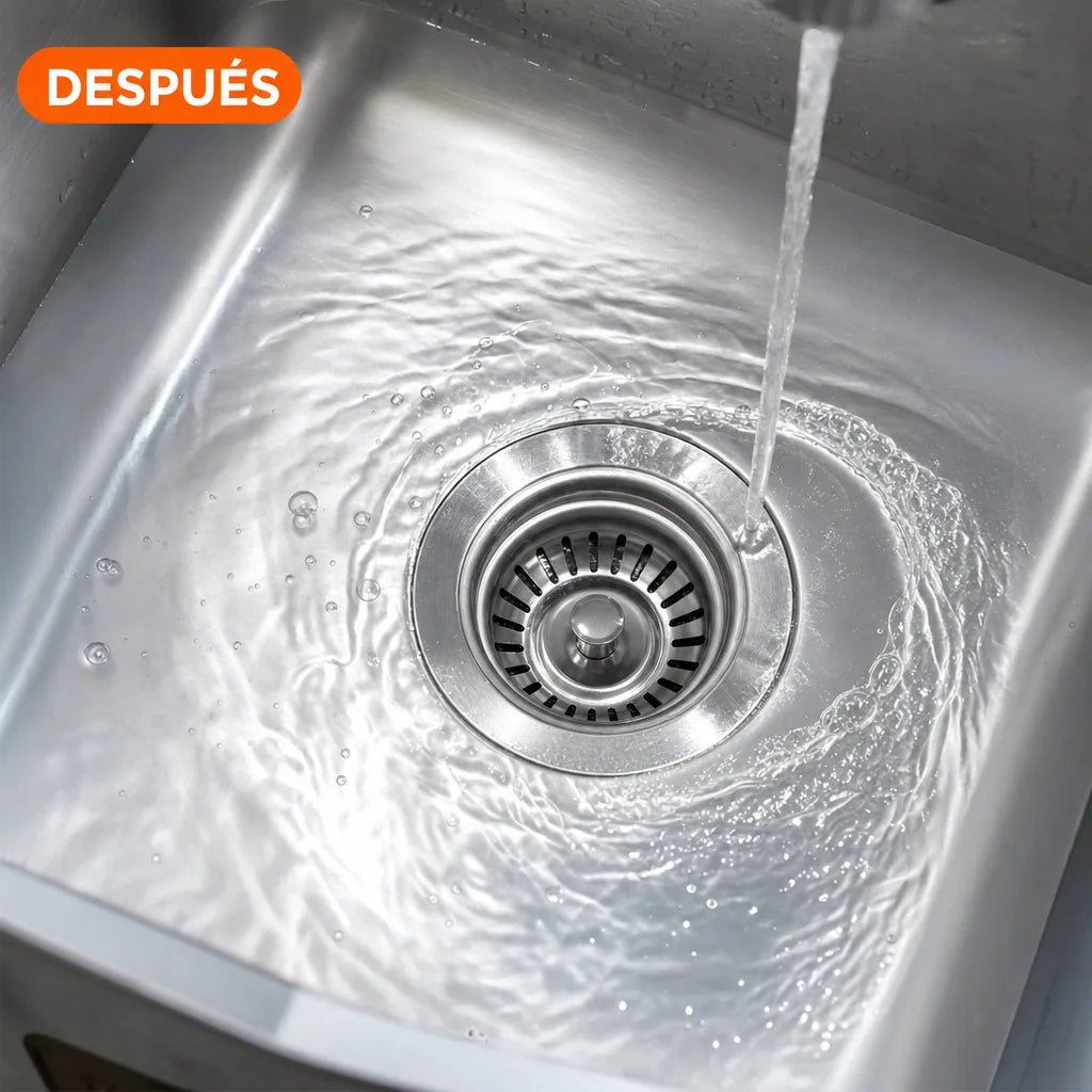 Fregadero limpio con agua fluyendo - despues